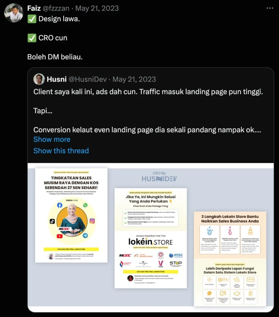 Testimonial Screenshot